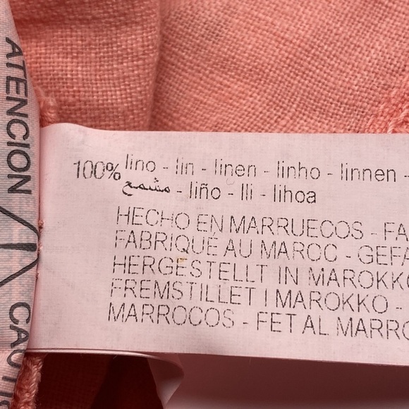 NWT. Zara Pink Linen Ruffled Cold Shoulders Midi Dress. Size S. - Picture 10 of 11